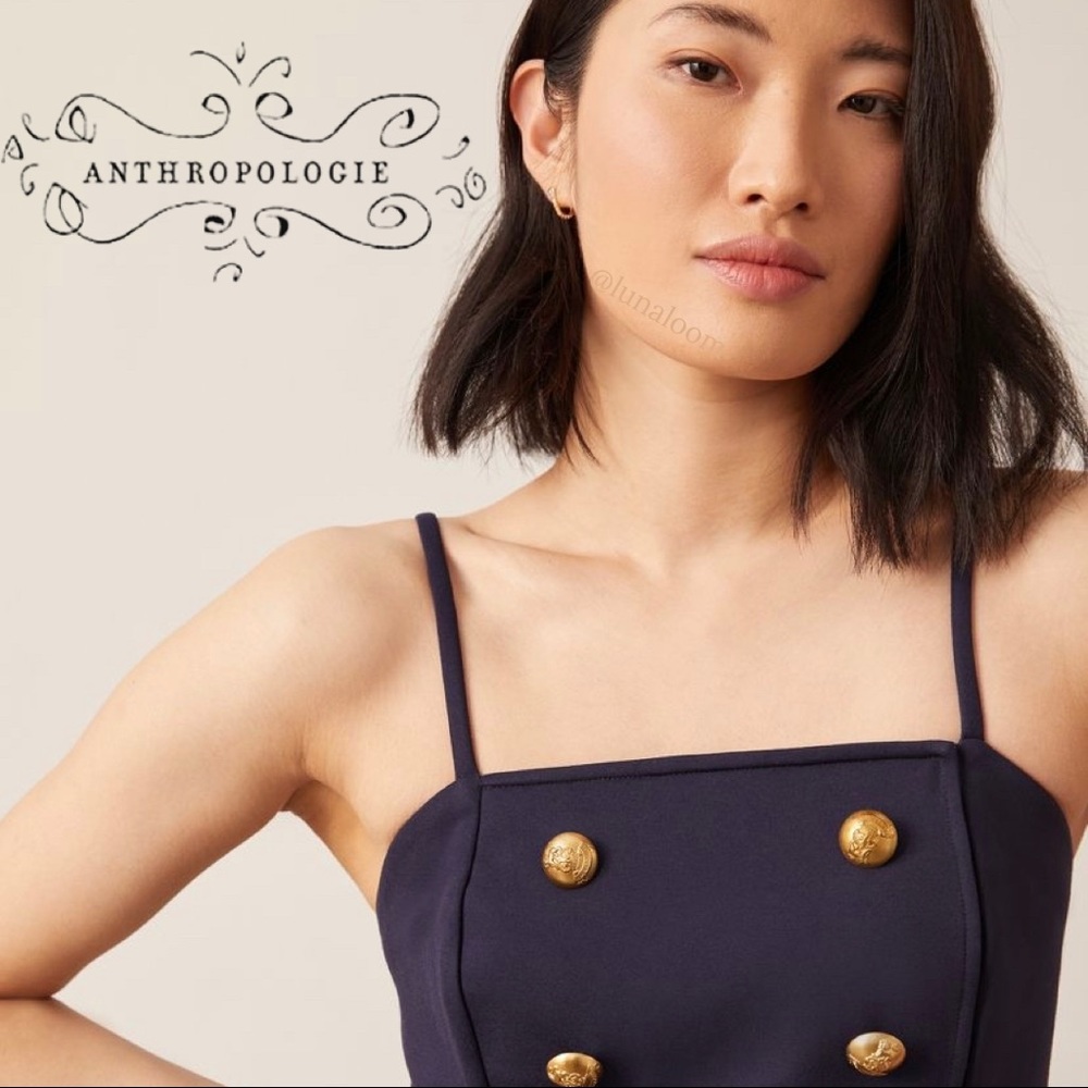 Anthropologie Eva Franco 🆕 | 🎄Cropped Spaghetti Strap Ponte Trench Blouse. - Picture 1 of 12